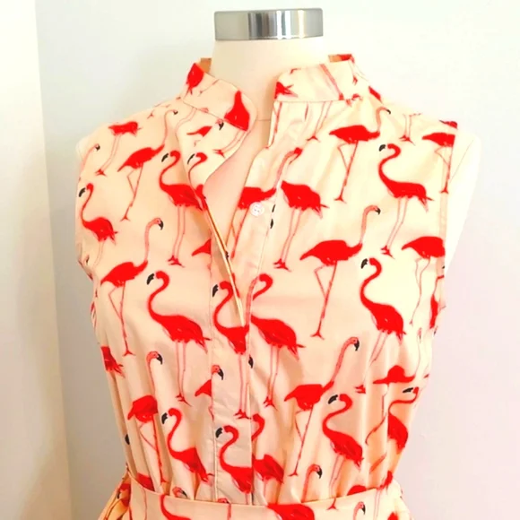 Chicwish Sleeveless Summer Fit & Flare Flamingo Printed Dress/ Size M - Picture 10 of 14